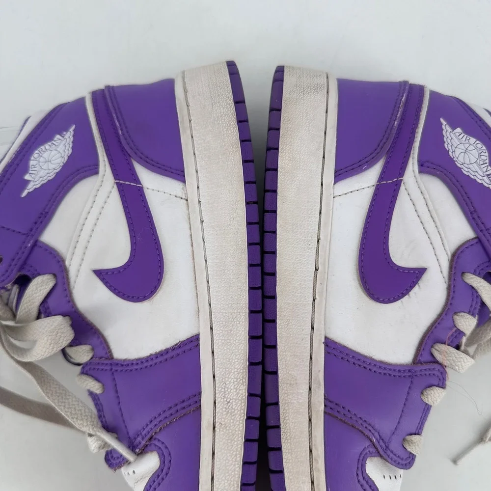 Kids Nike Air Jordan 1 Mid SE Venom Purple White High Top‎ Sneakers Sz 5.5Y